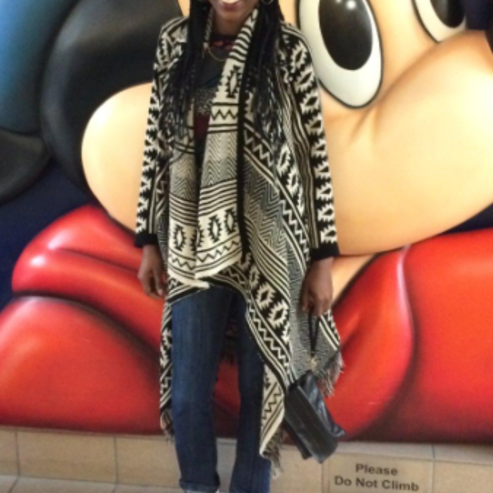 Just In! Aztec Print Fringed Duster Cardigan - Picture 6 of 6